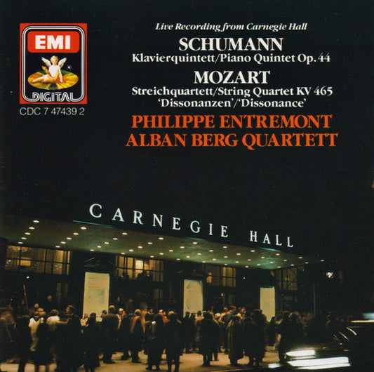 USED CD - Schumann / Mozart, Philippe Entremont, Alban Berg Quartett – Live Recording From Carnegie Hall: Klavierquintett = Piano Quintet Op. 44 / Streichquartett = String Quartet KV 465 'Dissonanzen' = 'Dissonance'