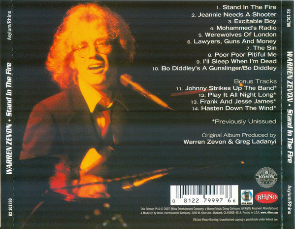 USED CD - Warren Zevon – Stand In The Fire