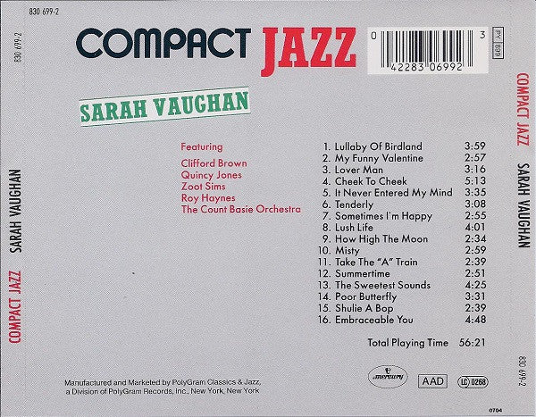 USED CD - Sarah Vaughan – Sarah Vaughan