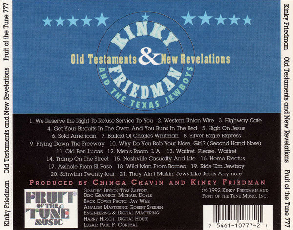 USED CD - Kinky Friedman And The Texas Jewboys – Old Testaments And New Revelations