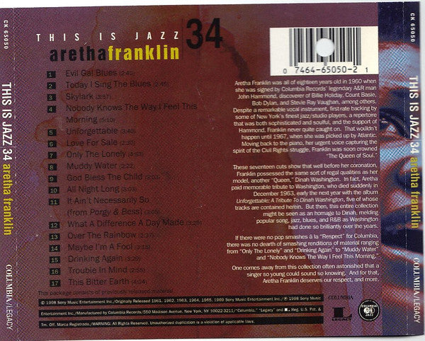 USED CD - Aretha Franklin – This Is Jazz 34