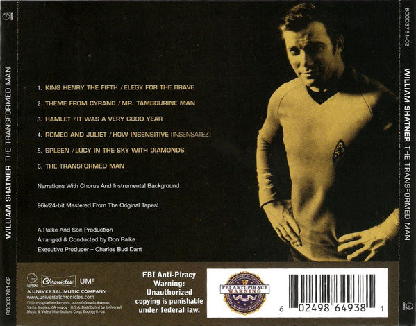 USED CD - William Shatner: Captain Kirk Of Star Trek – The Transformed Man