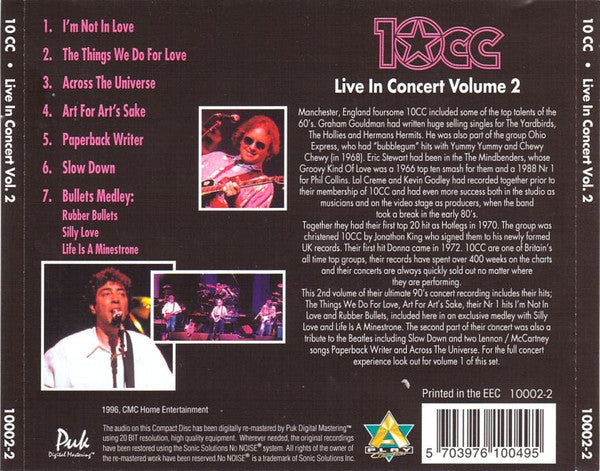 USED CD - 10cc – Live In Concert - Volume Two