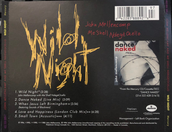 USED CDEP - John Mellencamp And Me'Shell NdegéOcello – Wild Night