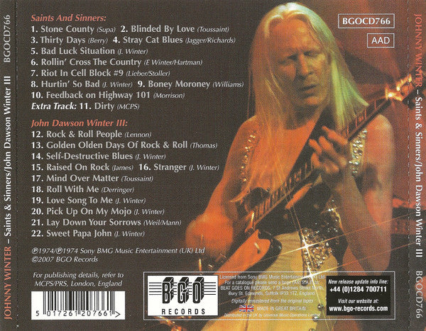 USED CD - Johnny Winter – Saints & Sinners / John Dawson Winter III