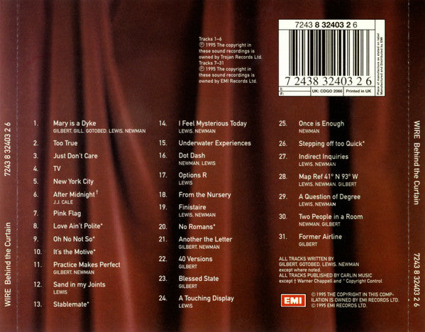 USED CD - Wire – Behind The Curtain (Early Versions 1977 & 78)