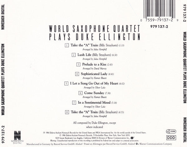 USED CD - World Saxophone Quartet – Plays Duke Ellington