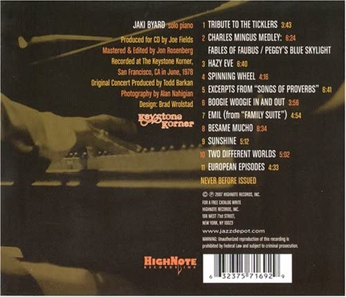 Jake Byard - Sunshine of My Soul-Live at the Keystone Korner Vol. 1 - USED CD