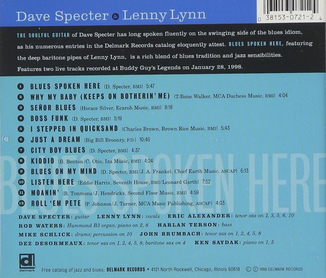 Dave Specter & Lenny Lynn - Blues Spoken Here - USED CD