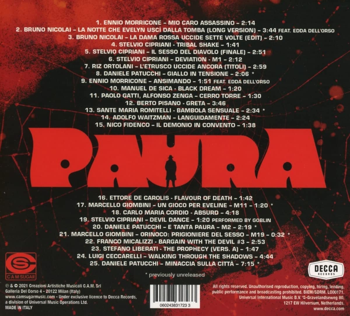 PAURA: A Collection Of Italian Horror Sounds From The CAM Sugar Archives - CD