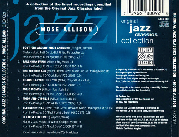 Mose Allison – Original Jazz Classics Collection - USED CD