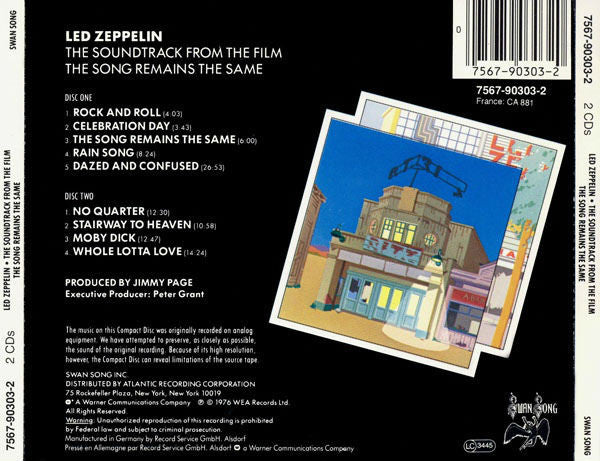 Led Zeppelin – The Soundtrack From The Film The Song Remains The Same - USED 2CD