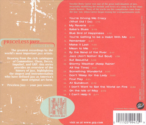 Betty Carter – Priceless Jazz Collection -USED CD