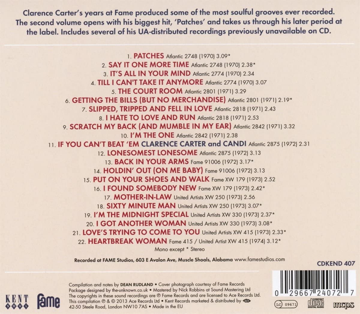 Clarence Carter - The Fame Singles Vol. 2 - CD