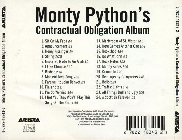 USED CD - Monty Python – Monty Python's Contractual Obligation Album