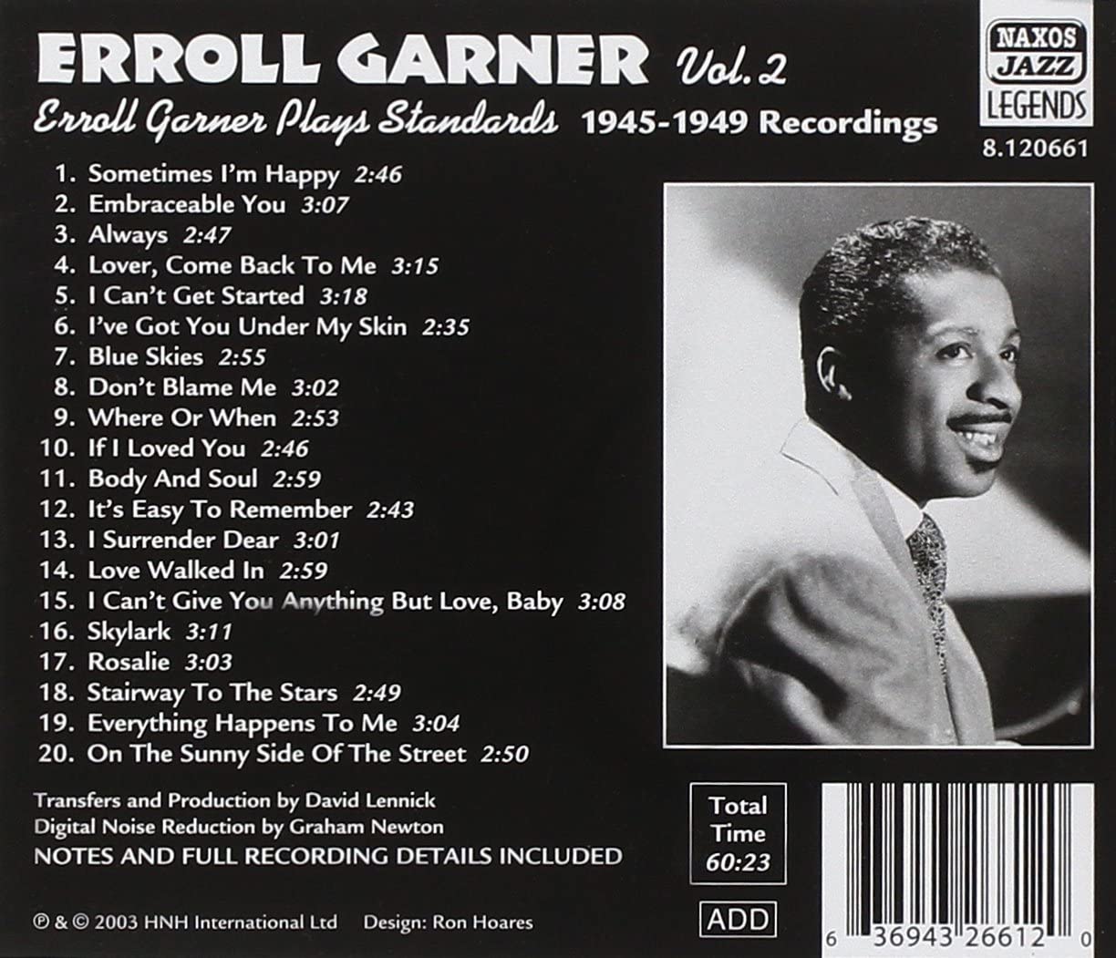 Erroll Garner Plays Standards: Vol. 2: Original Recordings 1945-1949 - USED CD