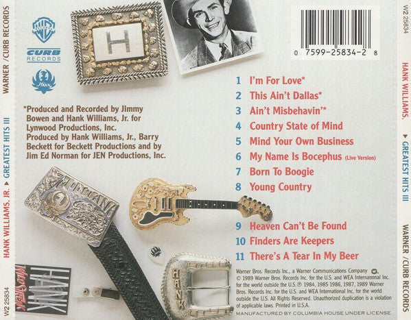Hank Williams Jr. – Greatest Hits III - USED CD