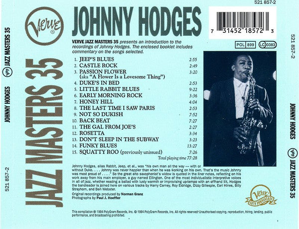 Johnny Hodges – Verve Jazz Masters 35 - USED CD