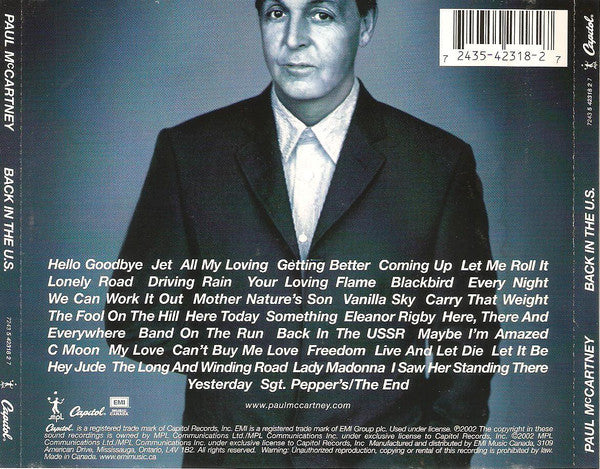 Paul McCartney – Back In The U.S. -USED 2CD