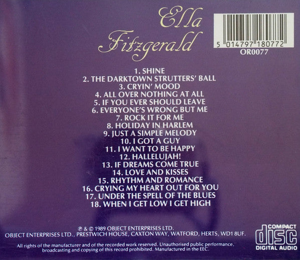 Ella Fitzgerald – Cryin' Mood - USED CD