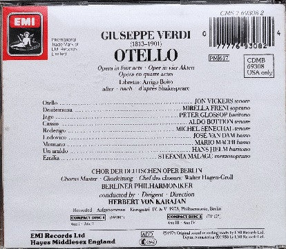 Verdi / Karajan – The Great Operas - Otello [Acts 1 & 2] - USED
