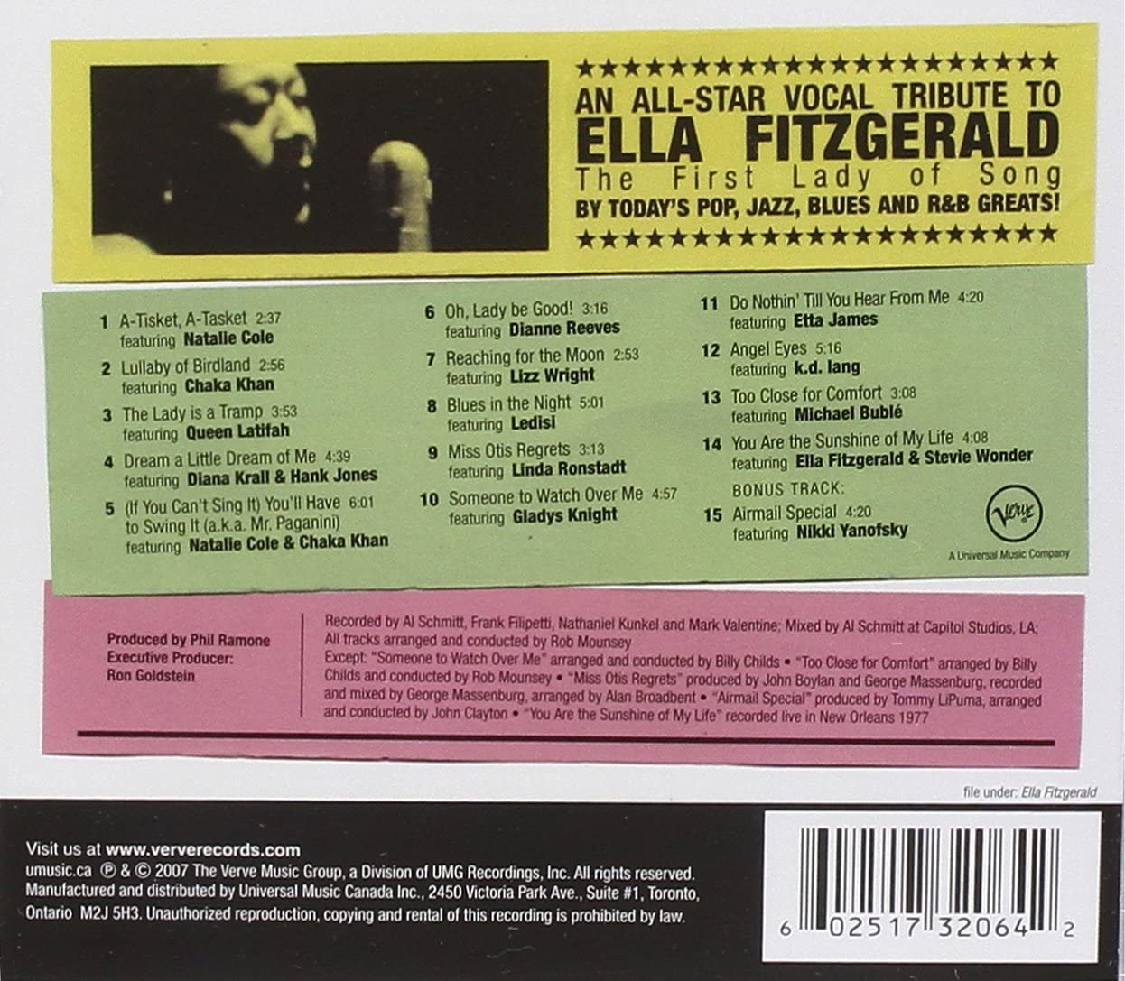 Various – We All Love Ella: Celebrating The First Lady Of Song - USED CD
