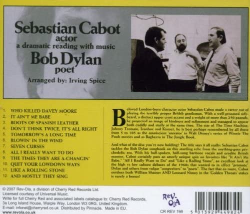 Sebastian Cabot – Sebastian Cabot, Actor; Bob Dylan, Poet: A Dramatic Reading With Music - USED CD
