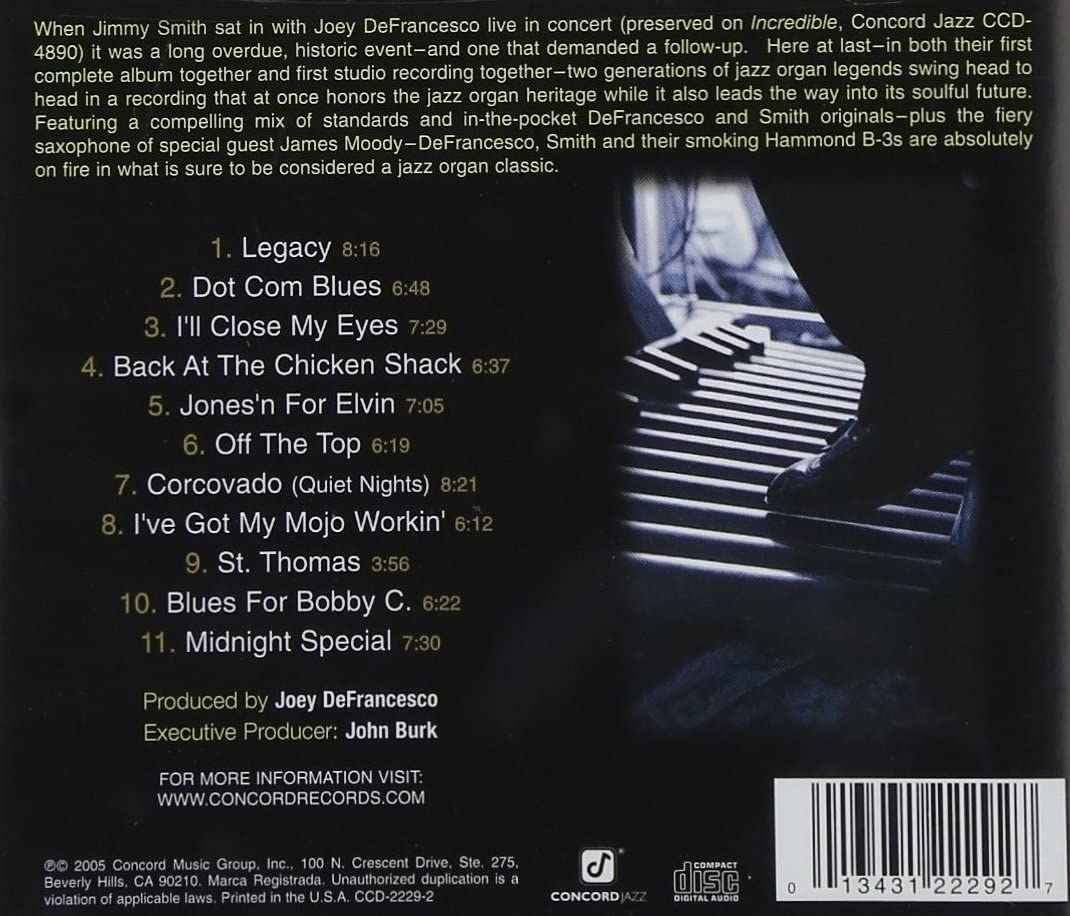 Joey DeFrancesco With Jimmy Smith – Legacy - USED CD