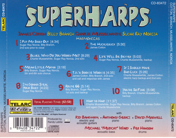 James Cotton, Billy Branch, Charlie Musselwhite, Sugar Ray Norcia – Superharps - USED CD