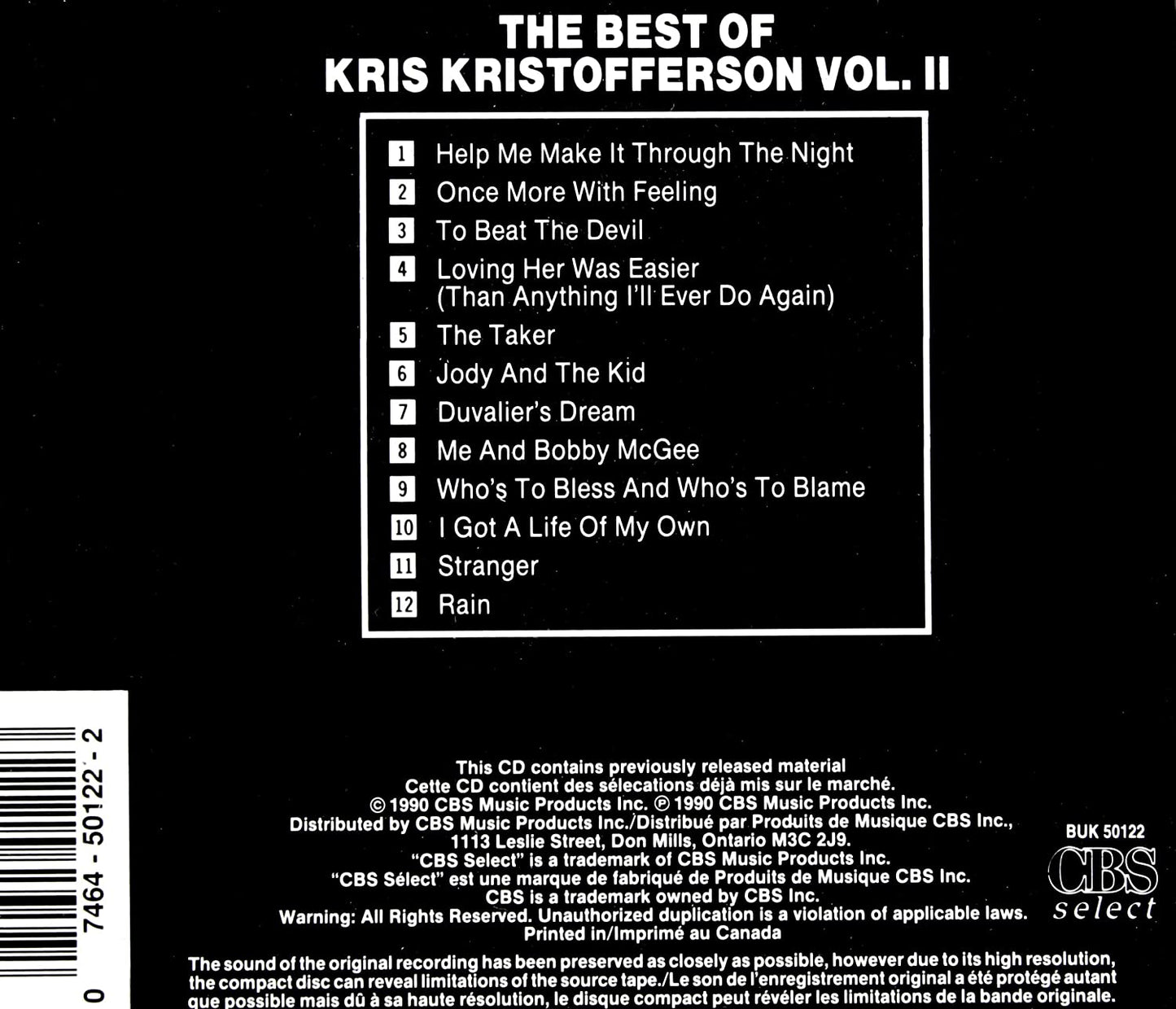 Kris Kristofferson - The Best Of Vol 2 - CD