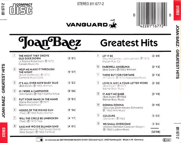 Joan Baez – Greatest Hits - USED CD