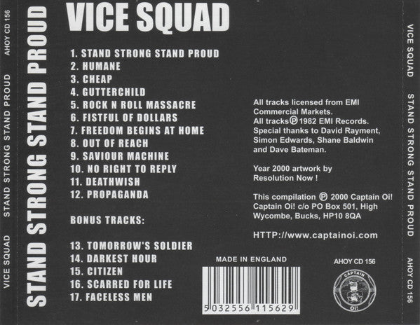 Vice Squad – Stand Strong Stand Proud - USED CD