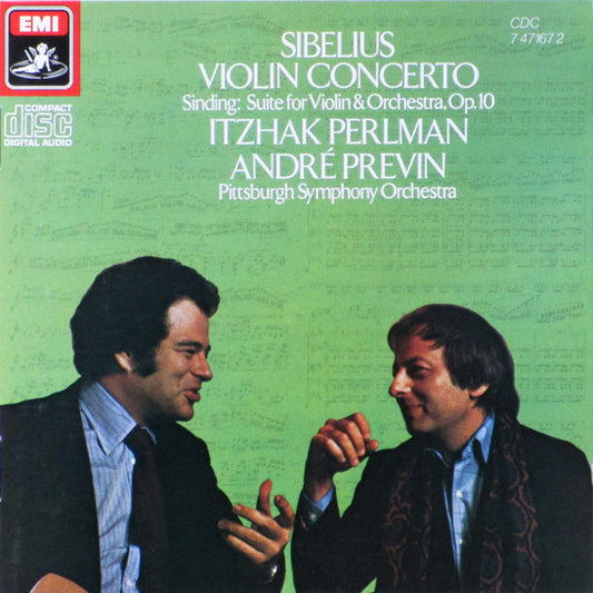 Sibelius • Sinding - Itzhak Perlman, André Previn, Pittsburgh Symphony Orchestra – Sibelius: Violin Concerto • Sinding: Suite For Violin & Orchestra Op. 10 -USED CD